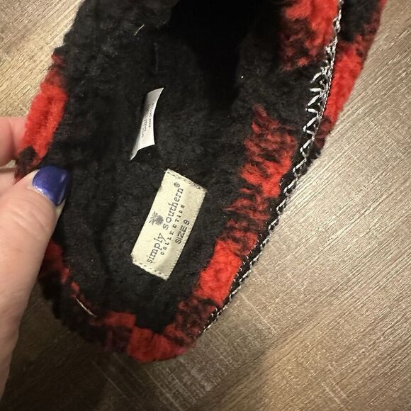 Simply Southern Platform Mule Clog Slipper Buffalo Plaid Size 9 Women’s Red - Picture 7 of 10